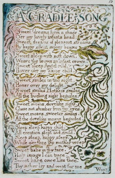 A Cradle Song, pl. 1 illustration from Songs of Innocence and of Experience (Bentley Copy L) by William Blake